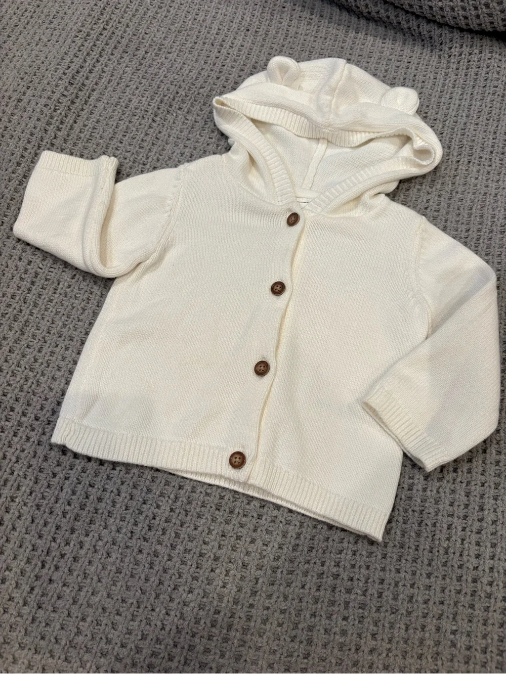 Carter's Cream Hooded Knit Cardigan with Ear Detail